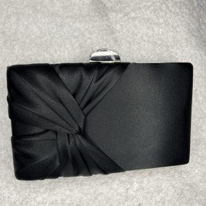 Bolso de fiesta raso negro con plateado Edurne